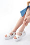 861-1005 White Daily Cross-Strap Heeled Women's Sandals - 2