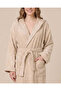 Beige Hooded Bathrobe Large 114cm - 2