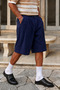 Men's Washable Tencel Baggy Bermuda Shorts Loose Fit Knee Length Summer Shorts with Pockets