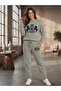 Unisex Royal Printed Crew Neck Sweatshirt Set Oversize