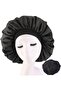 Soft Comfortable Breathable Women's 2-Piece Adjustable Reversible Satin Sleep Cap for Sleeping (Luo - 7