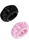 Soft Comfortable Breathable Women's 2-Piece Adjustable Reversible Satin Sleep Cap for Sleeping (Luo