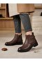 1852543K Women's Genuine Leather Buckle Short Zipper Boots - 3