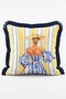 Summer Themed Blue Dress and Hat Woman Patterned Fringed Pillowcase