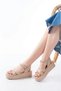 861-1005 Beige Daily Cross-Strap Heeled Women's Sandals