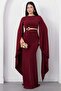 Crew Neck Sleeves Shawl Detail Buckle Dress K-262684