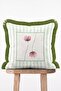 Sage Striped Pink Wildflower Patterned Decorative Fringed Throw Pillow Cover