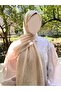 Hijab Cotton Soft Textured New Big Loop Pattern Jacquard Shawl Beige - 5