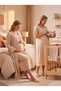 New Season Beige Muslin Fabric Buttoned Breastfeeding Compatible Design Short Sleeve 100% Cotton Maternity Nightgown Set of 2 - 2