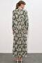 Women's Patterned Long Hijab Dress 1155 - E.Khaki - 5