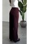 Women's Cherry High Waist Double Pleated Palazzo Fabric Pants Flowy Wide Leg Casual Stylish Office Trousers - 4