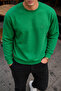 Men's Green Basic Crew Neck Relaxed Sweatshirt - 4