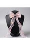 Elegant Bow Hair Clip with Pink Organza Tulle Long Tail, Rhinestone Crown, and Butterfly Detail - Hair Accessory for Women & Girls - 3