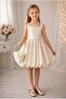 Girl's Elegant Square Collar Detailed Balloon Dress