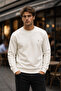 Men's White Basic Crew Neck Relaxed Sweatshirt
