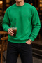 Men's Green Basic Crew Neck Relaxed Sweatshirt - 2