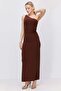 Women's One-Shoulder Slit Dress with Accessories