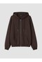 Alita City Farkıyla Xside Brown Diving Fabric Plain Oversize Women's Zippered Sweatshirt - 5