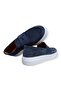 Dark Blue Color Laceless Genuine Suede Leather Men's Shoes - 2