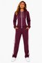Women's Cotton Hooded Stripe Detailed Zippered Tracksuit Set Cherry Rotten-8525