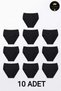 Women's Panties 10-Pack Black Large Size High Waist 100% Cotton Ribbed Comfortable Cut - with Sleep Band Gift