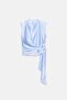 Women's Satin Padded Draped Tie-Back Blouse - 3