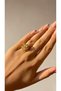 Gold Color Pink Zircon Stone Flower Women's Steel Adjustable Stress Ring - 4