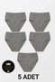 Women's Panties 5-Pack Gray Large Size High Waist 100% Cotton Ribbed Comfortable Cut - with Sleep Band Gift