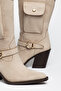 Women's Western Cowboy Suede Look Boots with Pointed Toe, Pocket, Buckle and Thick Heel - 4