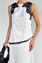 Women's Lace Detailed Polka Dot Zero Sleeve Satin Blouse - 2