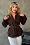 Women's Belted Double Breasted Collared Long Sleeve Stylish Shirt Blouse - 6