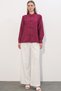 Women's Design Lace-Up Shirt 1562 - Burgundy - 2