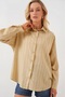 Women's Striped Oversize Shirt 1346 - Mink