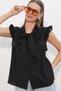 Women's Collar Tie Zero Sleeve Shirt 1568 - Black