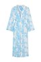 Paisley Patterned Blue and White Women's Long Kimono with Drawstring Waist and Tie Detail – Lavinia - 4