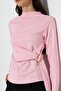 Women's Modal Side Buckle Draped Long Sleeve Blouse - 2