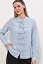 Women's Front-Tie Striped Shirt 1561 - Blue - 2