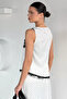 Women's Lace Detailed Polka Dot Zero Sleeve Satin Blouse - 4