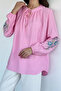 Women's Front Tie Detailed Embroidered Blouse - 3
