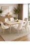 طقم طاولة طعام رويال رخامية مع 6 كراسي - 160x90x77 سم - 2