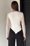 Women's Tulle Lycra Blouse with Side Gathered Detail on the Sleeves - 4