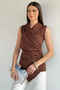 Women's Double-Breasted Collar Drape Detailed Asymmetrical Blouse - 2