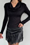 Shoulder Padded Collar Blouse with Stones - 2