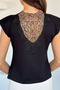 Women's Shoulder Padded Back Lace Detailed Blouse - 4