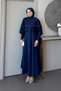 Chain Detailed Cape Dress Navy Blue - 3
