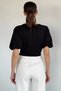 Women's Front Knot Detailed Side Zipper Balloon Sleeve Crop Top Blouse - 5