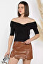 Madonna Collar Draped Women's Crop Blouse - 2