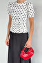 Women's Front Gathered Polka Dot Blouse - 3