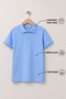 Boys' Non-Curling Polo Collar Short Sleeve Cotton Basic School T-Shirt - 2