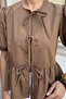 Women's Front Tie Detailed Ruffled Sleeve Elastic Blouse - 4
